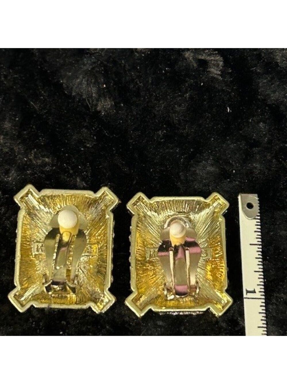 Heidi Daus Clip Earrings Estate Splendor Clear Crystal Rectangular Gold Tone OS - Picture 5 of 12